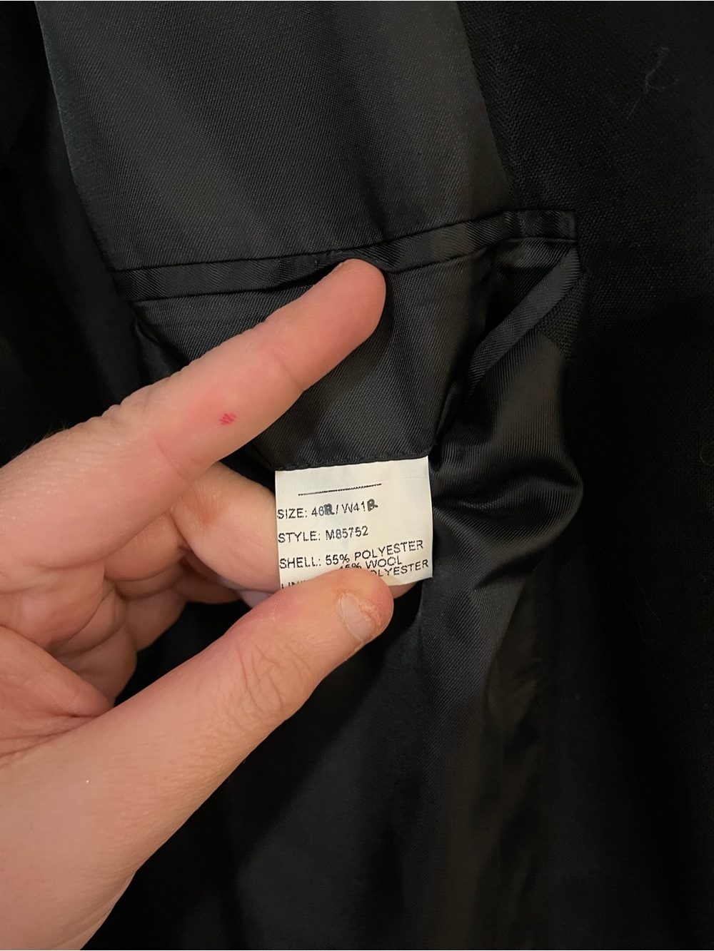 Bowdon Mens Black 2 Button Single Breasted Suit Jacket 46R Notch Lapel - Picture 4 of 5